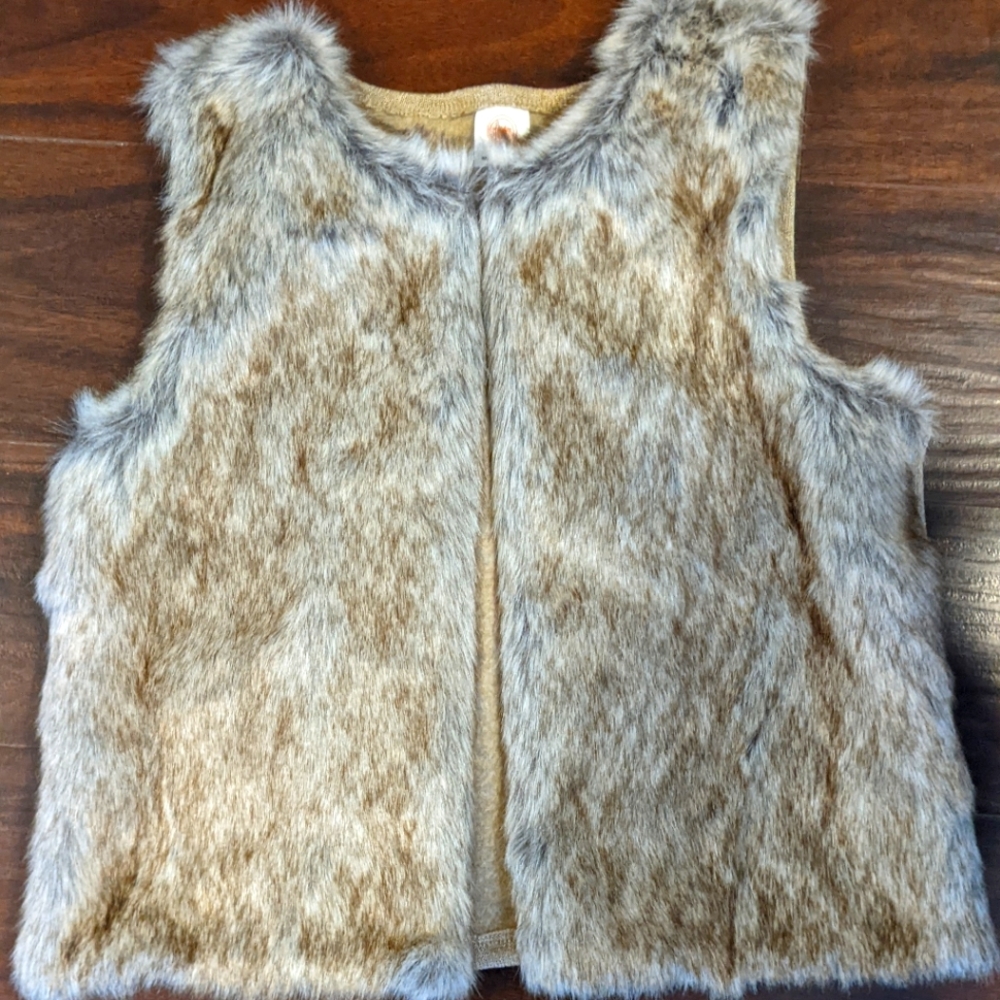 Girls faux fur sweater vest winter warm outwear top size 18 xxl